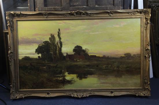John Horace Hooper (fl.1877-1892) Farm in a river landscape 23 x 41.5in.